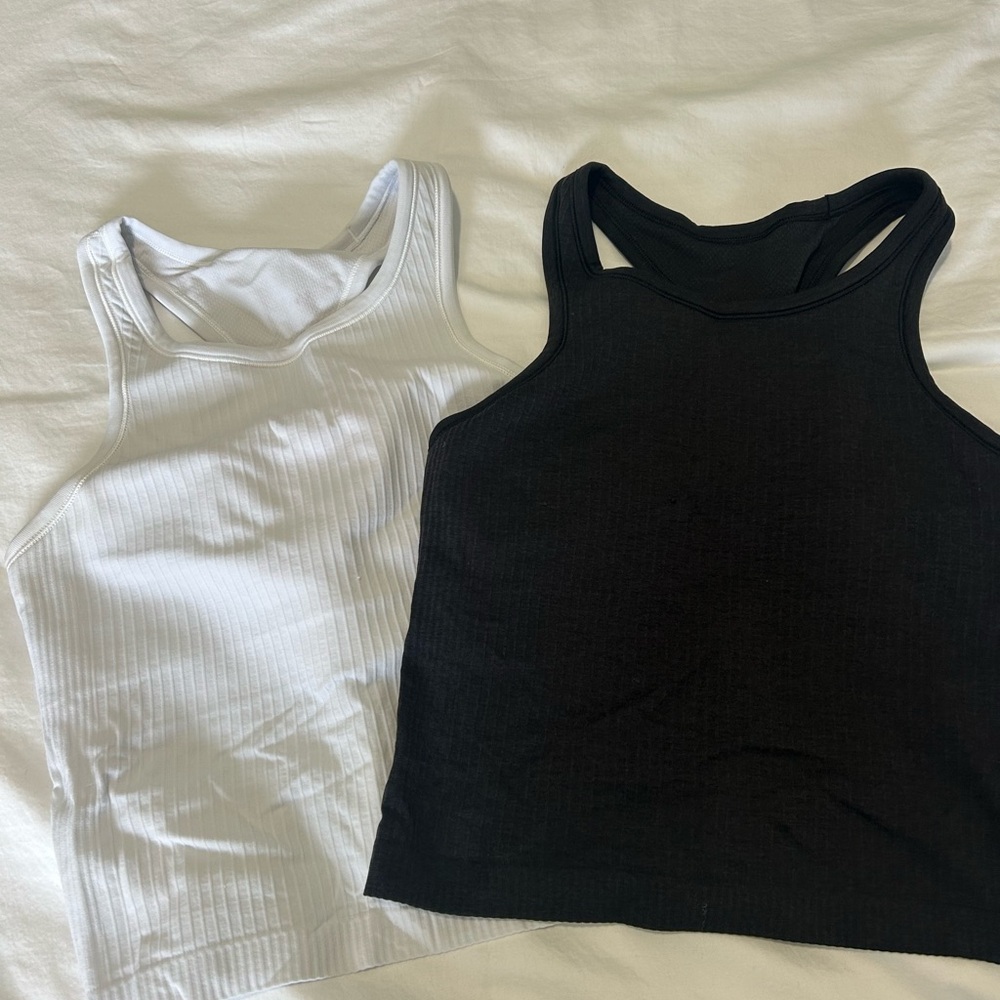 lululemon athletica Black and White Tank Tops